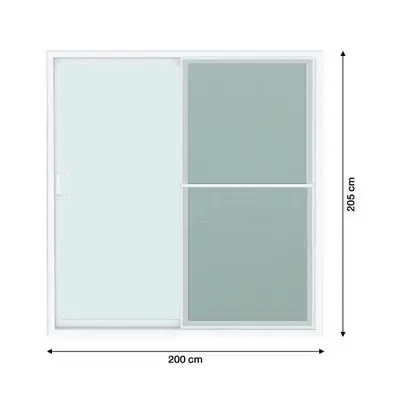ประตูบานเลื่อน UPVC 2 บาน SS กระจกนิรภัยพร้อมมุ้งไฟเบอร์ WORLDVIEW รุ่น T10 ขนาด 200 x 205 ซม. สีขาว - Image 2