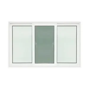 หน้าต่างบานเลื่อน UPVC 3 บาน (SFS) กระจกนิรภัยพร้อมมุ้งไฟเบอร์ WORLDVIEW รุ่น T10 ขนาด 180 x 110 ซม.
