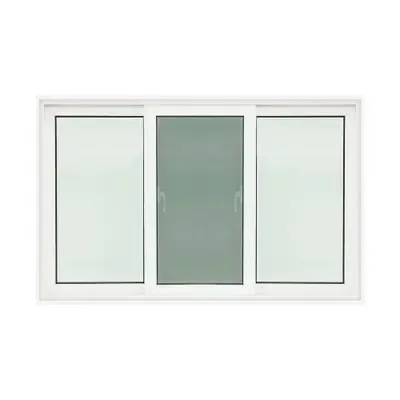 หน้าต่างบานเลื่อน UPVC 3 บาน (SFS) กระจกนิรภัยพร้อมมุ้งไฟเบอร์ WORLDVIEW รุ่น T10 ขนาด 180 x 110 ซม.