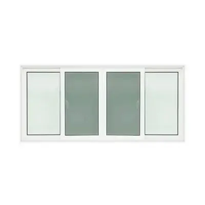 หน้าต่างบานเลื่อน UPVC 4 บาน SSSS กระจกนิรภัยพร้อมมุ้งไฟเบอร์ WORLDVIEW รุ่น T10 ขนาด 240 x 110 ซม.