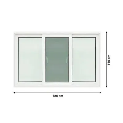 หน้าต่างบานเลื่อน UPVC 3 บาน (SFS) กระจกนิรภัยพร้อมมุ้งไฟเบอร์ WORLDVIEW รุ่น T10 ขนาด 180 x 110 ซม. - Image 2