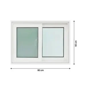 หน้าต่างบานเลื่อน UPVC 2 บาน (SS) กระจกนิรภัยพร้อมมุ้งไฟเบอร์ WORLDVIEW รุ่น T10 ขนาด 80 x 50 ซม.