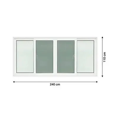 หน้าต่างบานเลื่อน UPVC 4 บาน SSSS กระจกนิรภัยพร้อมมุ้งไฟเบอร์ WORLDVIEW รุ่น T10 ขนาด 240 x 110 ซม. - Image 2