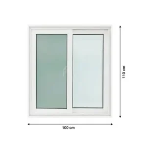 หน้าต่างบานเลื่อน UPVC 2 บาน (SS) กระจกนิรภัยพร้อมมุ้งไฟเบอร์ WORLDVIEW รุ่น T10 ขนาด 100 x 110 ซม.