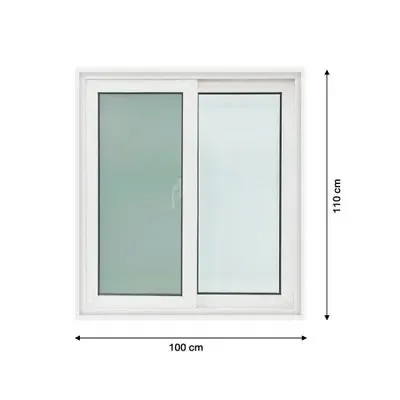 หน้าต่างบานเลื่อน UPVC 2 บาน (SS) กระจกนิรภัยพร้อมมุ้งไฟเบอร์ WORLDVIEW รุ่น T10 ขนาด 100 x 110 ซม.